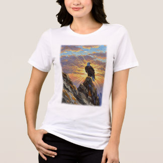 Camiseta Águia-Careca no Pico da Montanha ao Nascer do Sol 