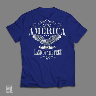 Camiseta Águia Careca Patriótica América 1776 Terra dos Liv