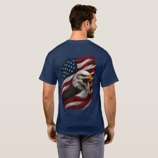 Camiseta Águia Careca Patriótica Bandeira Americana