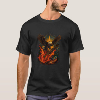 Camiseta Águia Careca Patriótica com Liberdade de Guitarra