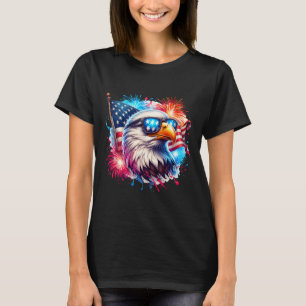 Camiseta Águia Careca Patriótica de 4 de Julho Bandeira Ame