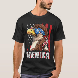 Camiseta Águia Careca Patriótica Mullet Merica Bandeira Dos
