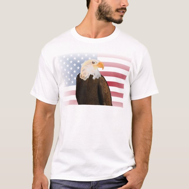 Camiseta Águia com bandeira americana desbotada (Frente)