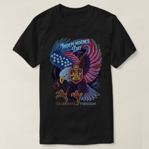 Camiseta Águia da Liberdade Radiante: Arte Elétrica de 4 de