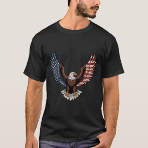 Camiseta Águia de Bandeira Americana Pássaro 4 de Julho Mem