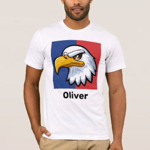 Camiseta Águia de Desenho Animado Patriótico Personalizado