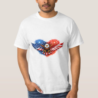 Camiseta Águia do Coração de Fogos de Artifício da Bandeira
