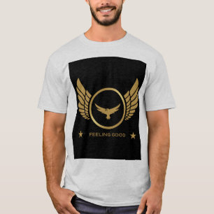 Camiseta Águia Dourada com Imagem de Asas Sentindo-se Bem T
