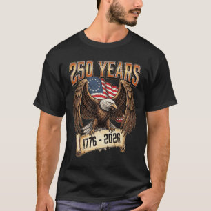 Camiseta Águia e Bandeira 250 Anos 1776-2026 250º Aniversár