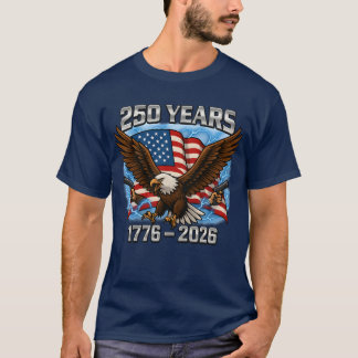 Camiseta Águia e Bandeira 250 Anos 1776-2026 250.º Aniversá