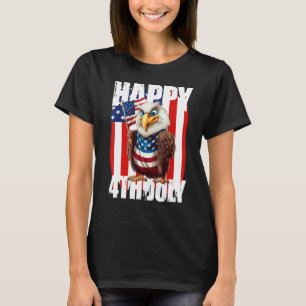 Camiseta Águia Feliz 4 de Julho Patriótico Americano 1