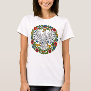 Camiseta Águia Floral Arte Folclórica Polonesa