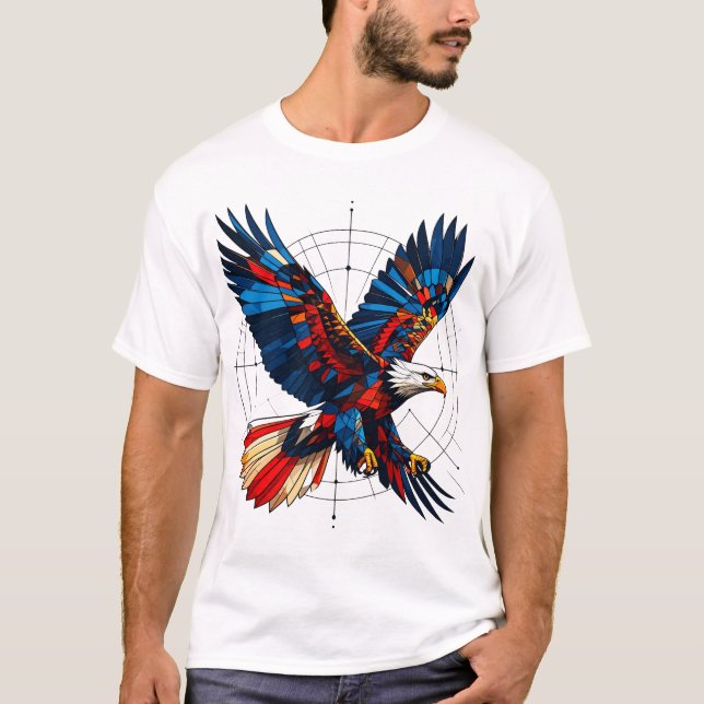 Camiseta Águia Geométrica – Voo Mosaico com Precisão Simból (Frente)