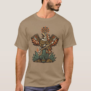Camiseta Águia Guerreira Asteca com Lança cor Vintage