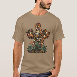 Camiseta Águia Guerreira Asteca com Lança cor Vintage
