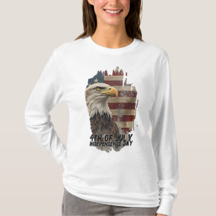 Camiseta Águia Majestosa & Bandeira – Espírito de Liberdade