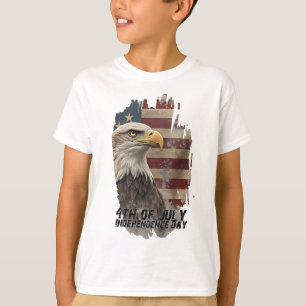 Camiseta Águia Majestosa e Bandeira - Espírito de Liberdade