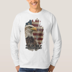 Camiseta Águia Majestosa e Bandeira - Espírito de Liberdade