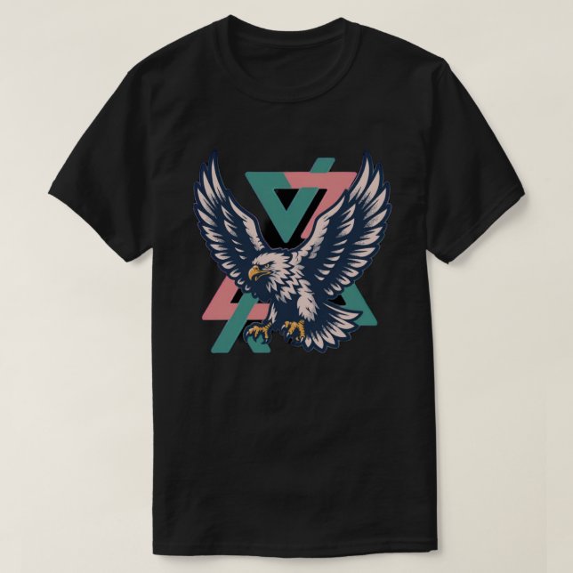 Camiseta Águia Majestosa Geométrica (Frente do Design)