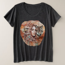 Águia - Mulher - Lobo - arte em aquarela 1 - Fan F