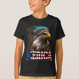 Camiseta Águia Patriótica Bandeira Americana 4 De Julho Mer