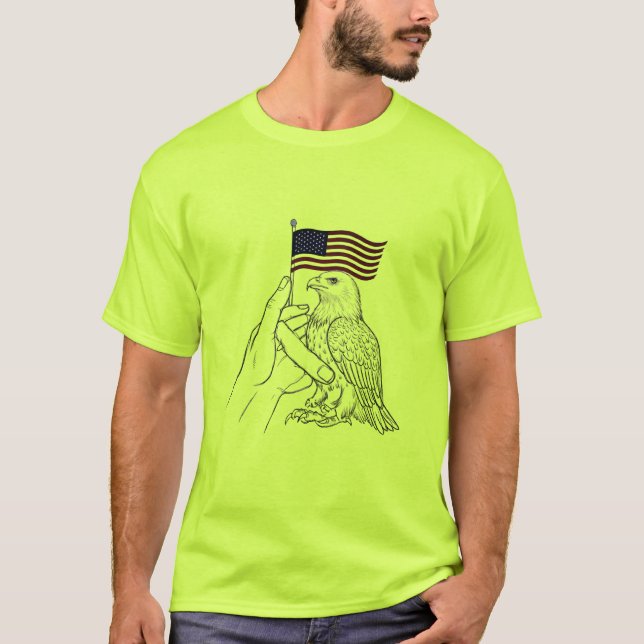 Camiseta Águia Patriótica com Bandeira Americana (Frente)