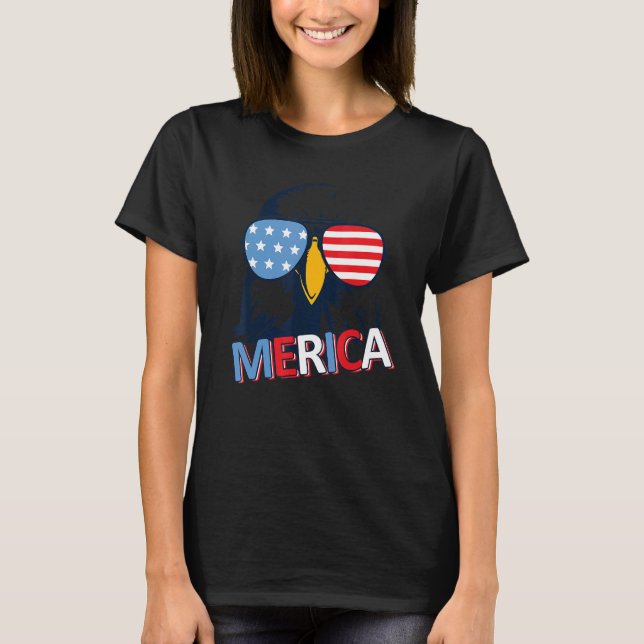 Camiseta Águia Patriótica Com Óculos Solares A Águia Americ (Frente)