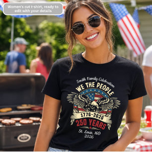 Camiseta Águia Patriótica de 250º Aniversário da América Fe