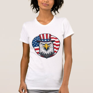 Camiseta Águia Patriótica Desenho Vetorial de Gravura Antig