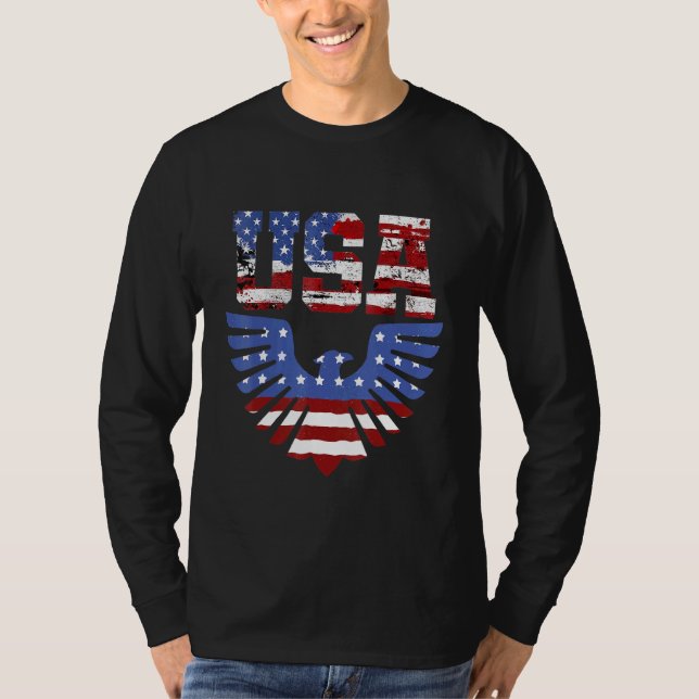 Camiseta Águia Patriótica Dos Eua 4 De Julho Bandeira Ameri (Frente)