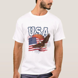 Camiseta Águia Patriótica dos EUA com Design do Planeta Ver
