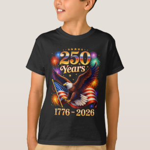 Camiseta Águia Patriótica E Bandeira 250 Anos 1776-2026 4º 