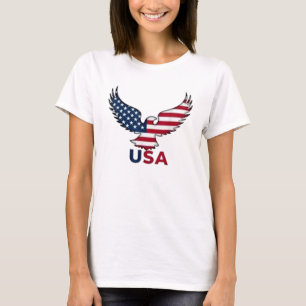 Camiseta Águia Patriótica e Design de Bandeira para a Améri
