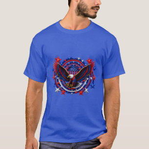 Camiseta Águia Patriótica Explode – Vermelho Branco & Azul