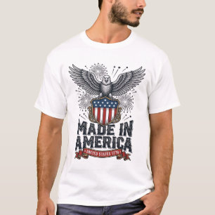 Camiseta Águia Patriótica Feita na América Vintage