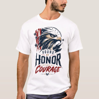Camiseta Águia Patriótica Honra Coragem Gráfica