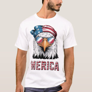 Camiseta Águia Patriótica Vestindo Óculos Legal 'Merica'