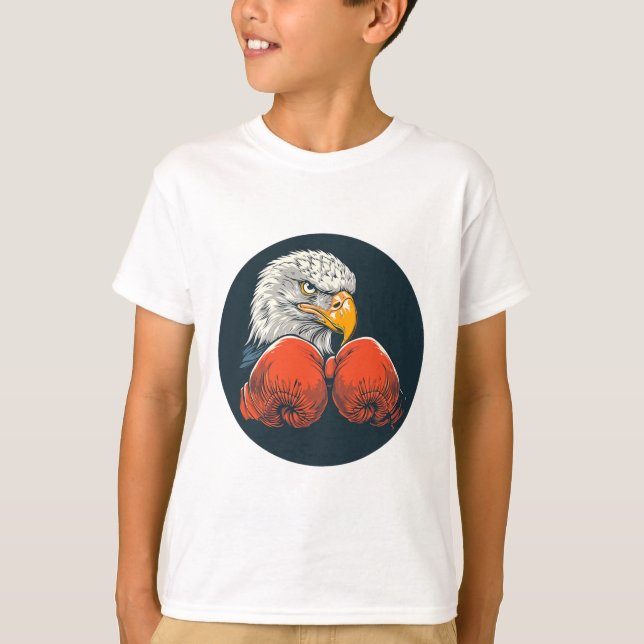 Camiseta Águia Poderosa Com Luvas de Boxe Para um Visual Di (Frente)
