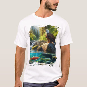 Camiseta Águia Sobre Córrego de Montanha Natureza 
