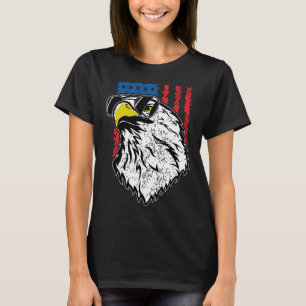 Camiseta Águias voando óculos de sol e bandeira americana V