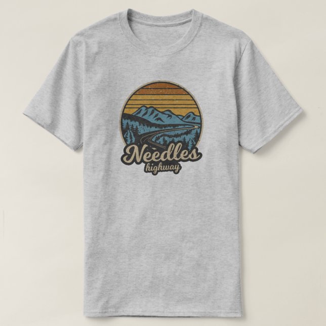Camiseta Agulha Highway South Dakota Retro (Frente do Design)