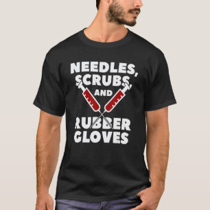 Camiseta Agulhas Aventais E Luvas De Borracha Auxiliar Médi