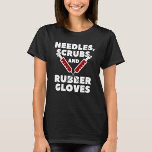 Camiseta Agulhas Esfoliantes E Luvas De Borracha Assistente