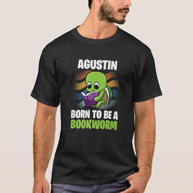 Camiseta Agustin - Born To Be A Bookworm - Personalized (Frente)