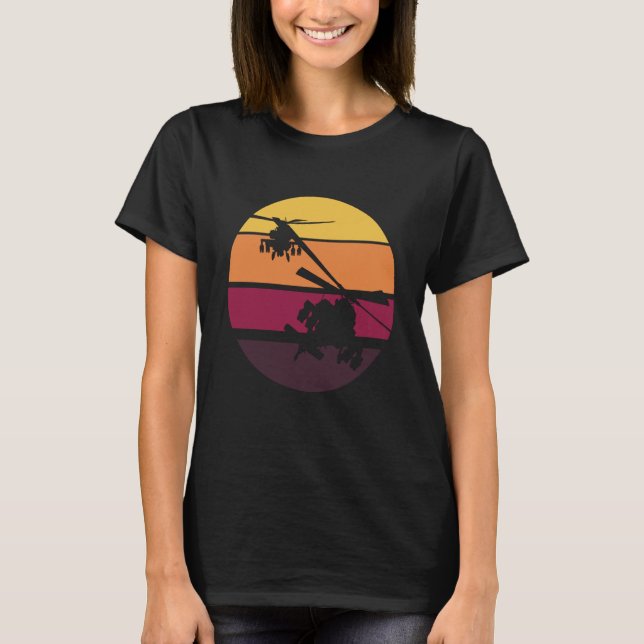 Camiseta AH 64 Apache Silhuetado pelo Sunset (Frente)