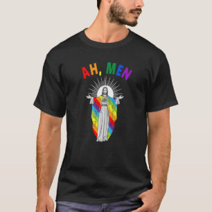 Camiseta Ah homens Lgbt Gay Pride Jesus bandeira arco-íris