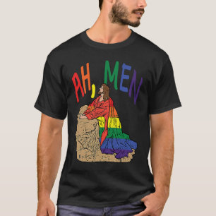 Camiseta Ah Homens LGBT Orgulho gay Jesus Orador Bandeira A