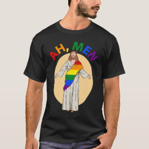 Camiseta Ah Homens Orgulho Gay Jesus Arco-íris Bandeira LGB