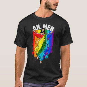 Camiseta Ah Men Gay Jesus Orgulho LGBTQ Arco-Íris