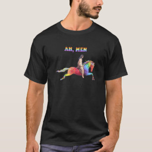 Camiseta Ah Men Lgbt Flag Orgulho gay Jesus Horse Rainbow